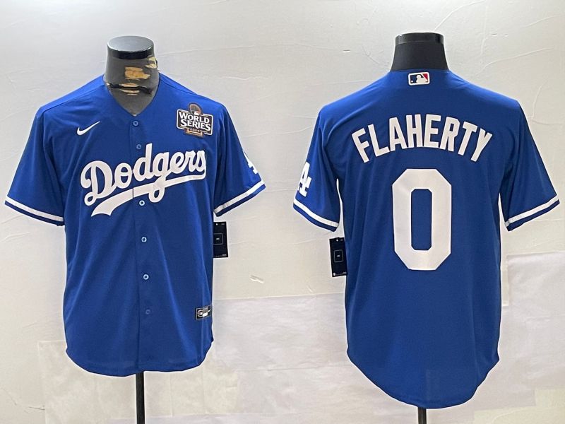 Men Los Angeles Dodgers #0 Flaherty Blue Game 2024 Nike MLB Jersey style 1120